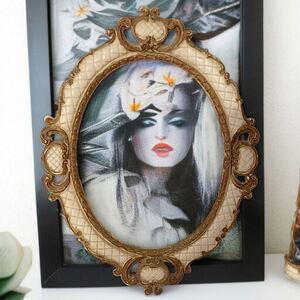 Vintage Oval Plaster Picture Frame Gesso Baroque Regency Victorian Repaired MCM